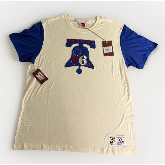 Philadelphia 76ers Mitchell & Ness Hardwood Classic Color Block T-Shirt XL - Picture 1 of 8